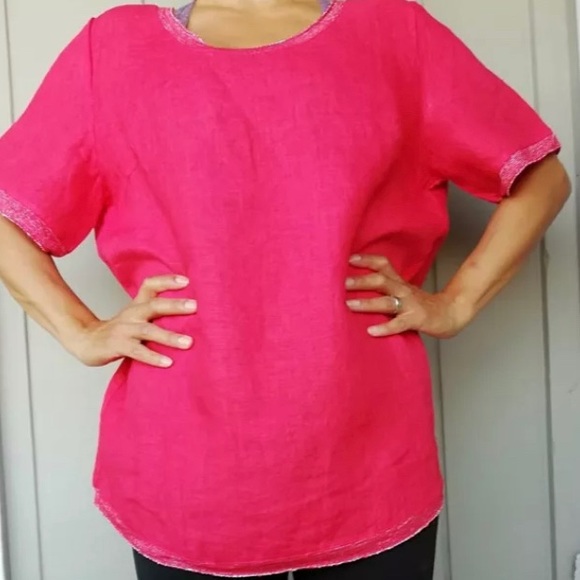 French pink linen blouse size L - Picture 5 of 16